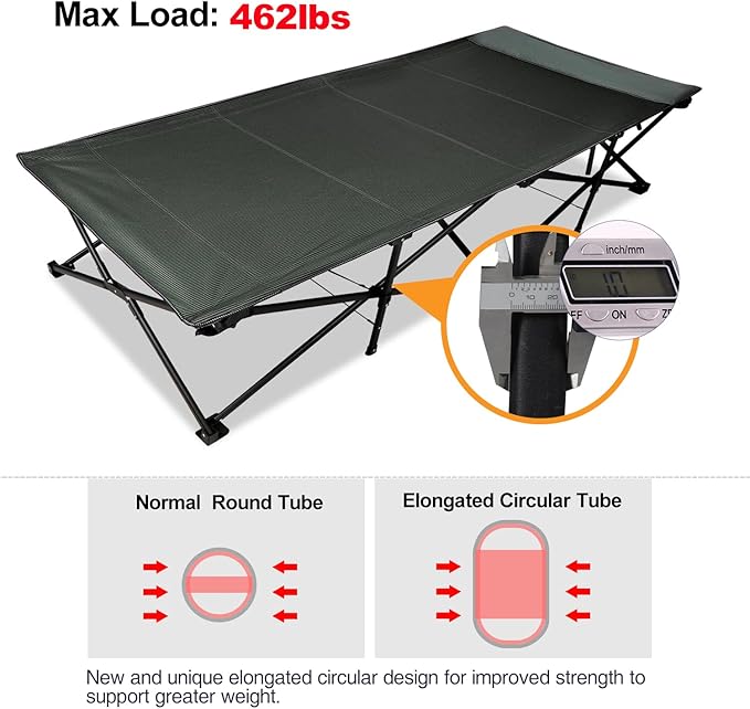 REDCAMP 39.4" W Extra Large Camping Cot for Adults 500lbs, Oversized Tall Sleeping Cots Heavy Duty, XXL Cots Portable for Outdoor Indoor Office, Dark Grey