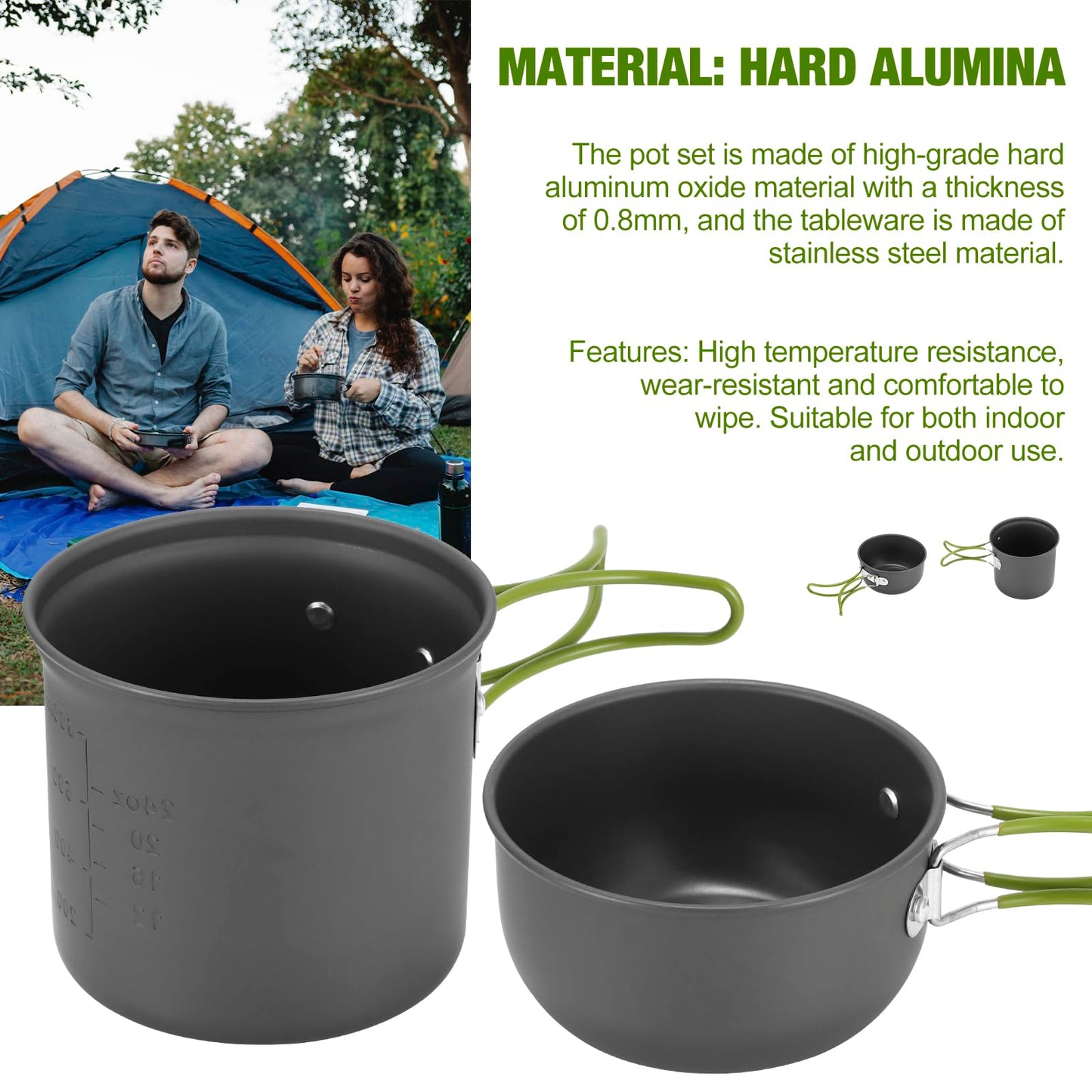 Palmcee Camping Cooking Set, Portable Camping Outdoor Cookware Mess Kit with Storage Bag, Non Stick Foldable Aluminium Cookware Kit, Lightweight Camping Cooking Equipment for Camping Picnic Hiking