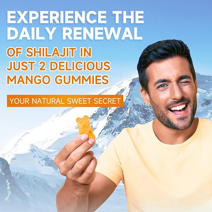Shilajit Gummies 1000mg Sugar Free - Pure Himalayan Shilajit Supplement for Men & Women - High in 85+ Trace Minerals & Fulvic Acid - Energy, Brain, Immunity - 60 Gummies