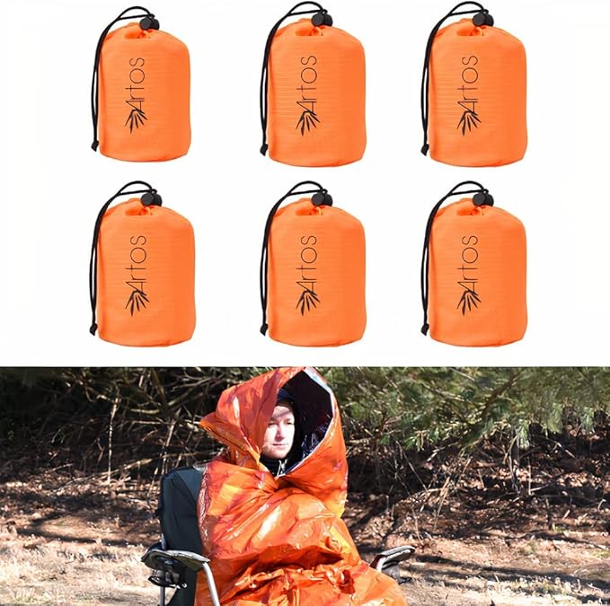 Artos Hooded Emergency Bivy Sack Survival Sleeping Bag| Thermal Blanket | Waterproof Breathable| for Camping, Hiking and Any Outdoor Activities.
