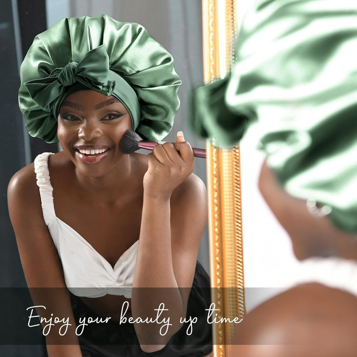 Silk Bonnet for Sleeping | Double Layer Satin Lined | Purple Hair Protection