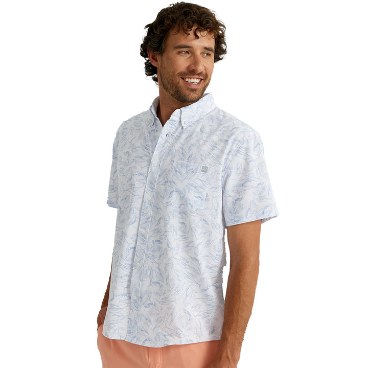 HUK Mens Kc Scott Patterned Kona Shirt, Performance Button Down, Fish Chaos - White, 3X-Large US
