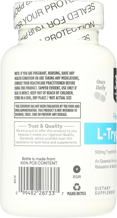 365 by Whole Foods Market, Free-Form L-Tryptophan 500mg, Vegan, 60 Capsules