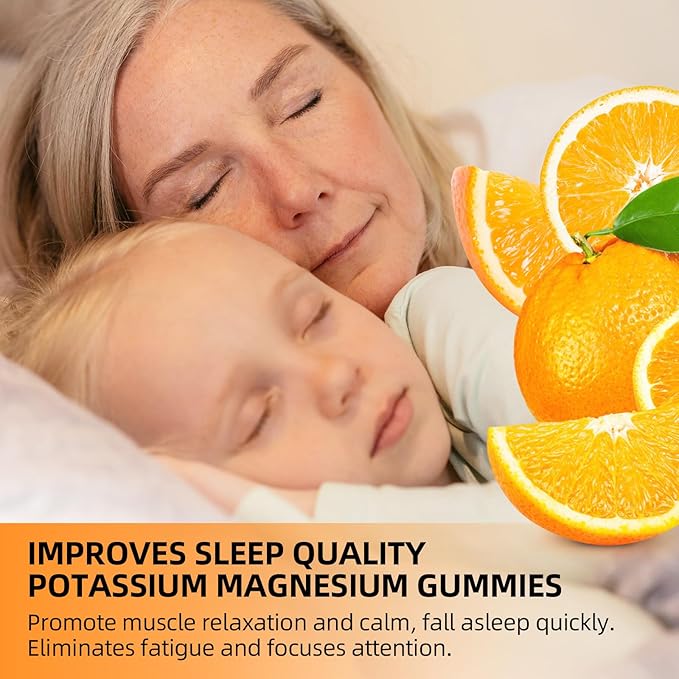 Potassium Gummies for Adults, Potassium Magnesium Supplement for Leg Cramps & Immune Health, Sugar-Free, Vegan Orange Flavors-120 Count