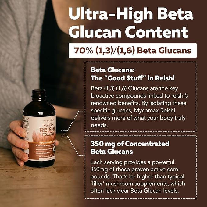 Organic Reishi Mushroom Extract - 70% Beta Glucans - Highest Active Nutrient Levels, Max Potency Cordyceps Tincuture, US Grown + Ultrasonic Extraction - Energy, Immunity, Sleep and Stress - 8 oz.