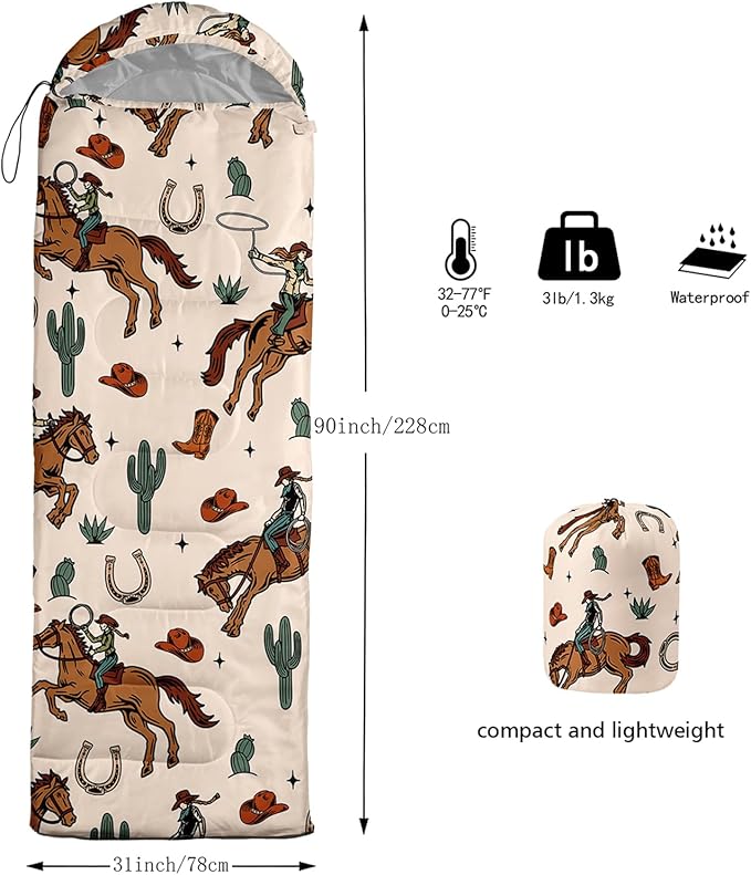 AILONEN Cartoon Fox Camping Sleeping Bag for Boys Girls Adults,Lightweight & Waterproof,3 Season Warm & Cold Weather,Portable,Kawaii Fox Printed Sleeping Bag,Traveling,Camping,Hiking