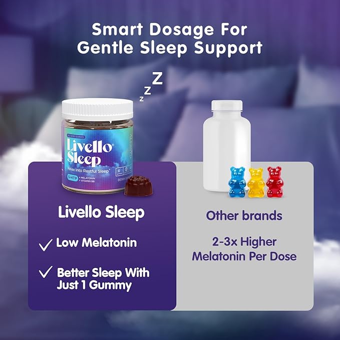 Livello Sleep Wild Berry Gummies - 30 Servings Natural Sleep Support with 5-HTP, Melatonin, and Vitamin B6 for Peaceful Night, Vegan & Gluten-Free