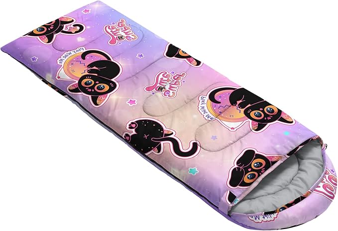 AILONEN Cartoon Fox Camping Sleeping Bag for Boys Girls Adults,Lightweight & Waterproof,3 Season Warm & Cold Weather,Portable,Kawaii Fox Printed Sleeping Bag,Traveling,Camping,Hiking