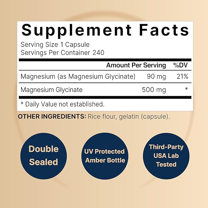 2 Pack Magnesium Glycinate 500mg, 480 Capsules – 100% Chelated for Max Absorption – Bioavailable Mineral Supplement for Muscle, Joint, Enzyme, & Heart Health
