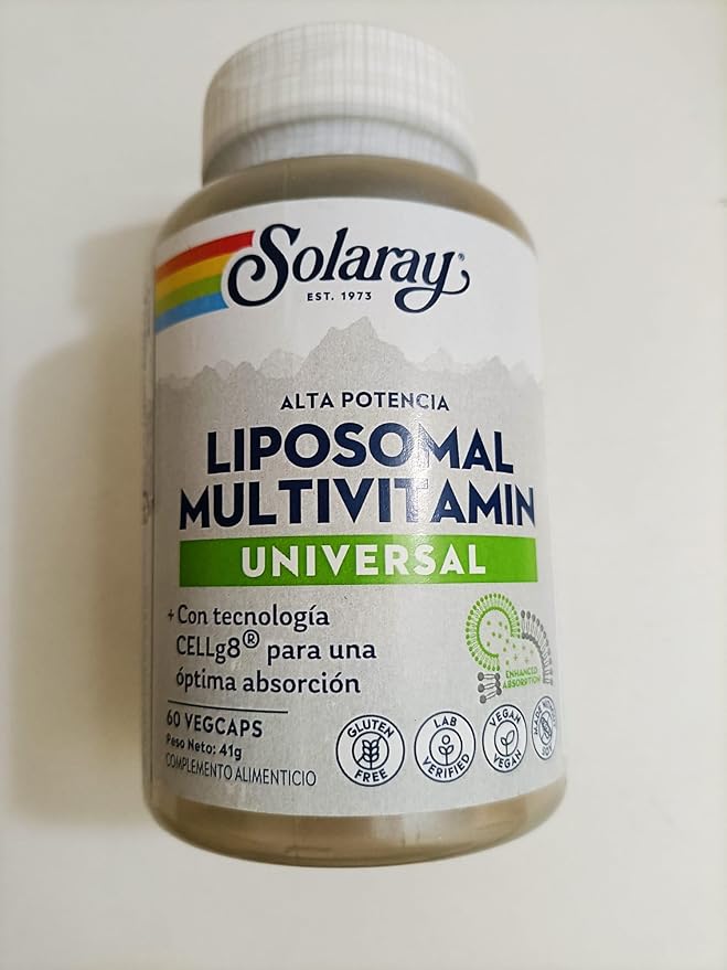 SOLARAY Liposomal Multivitamin for Men & Women, High Potency, Enhanced Absorption Vitamin C, Vitamin D, Biotin, Methyl B-12, Odor Neutral & Gentle Digestion, 30 Servings, 60 VegCaps
