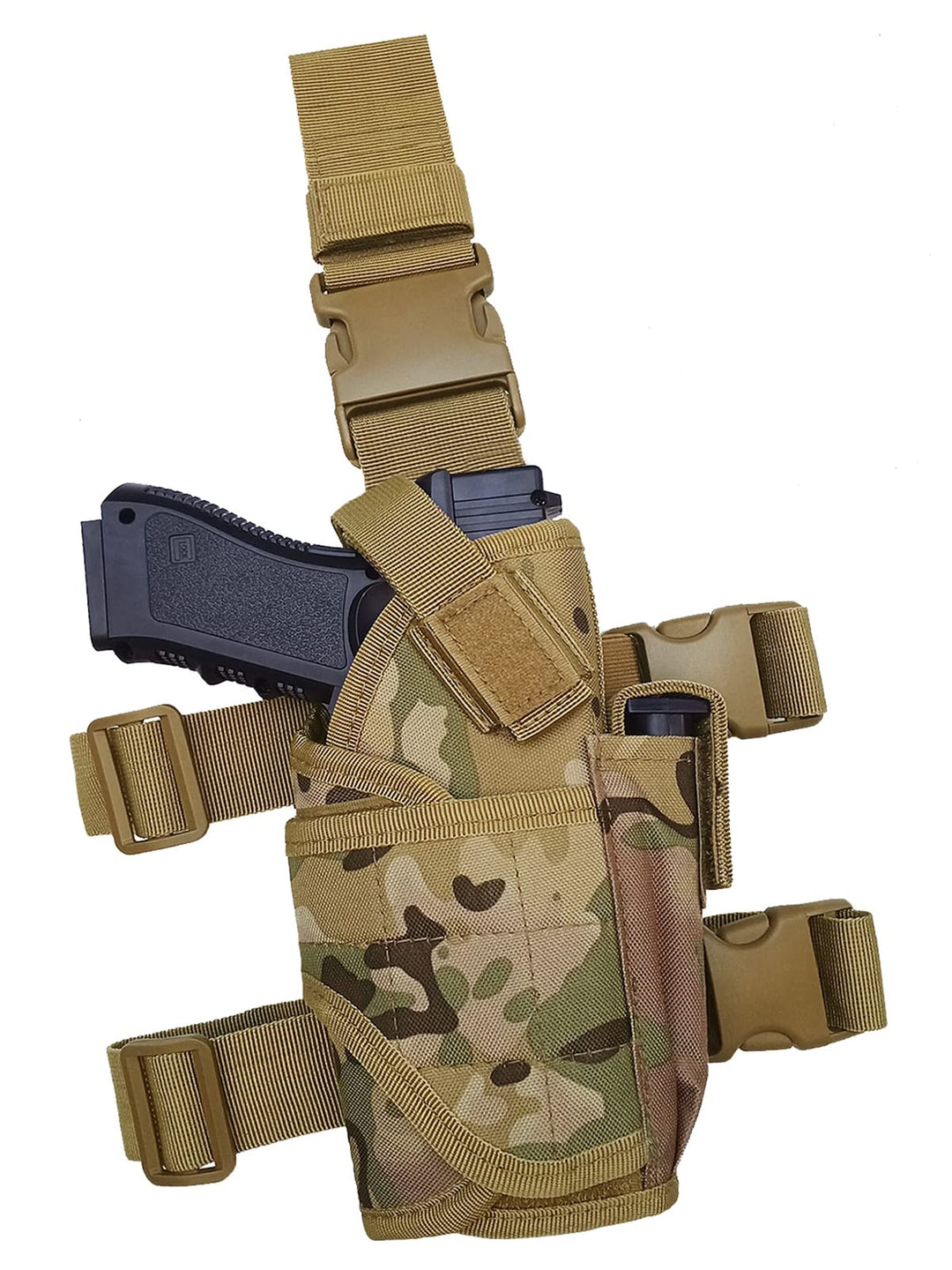Molle Tactical Pistol Thigh Gun Holster, Drop Leg Holster, Right Hand Adjustable (D-CP)