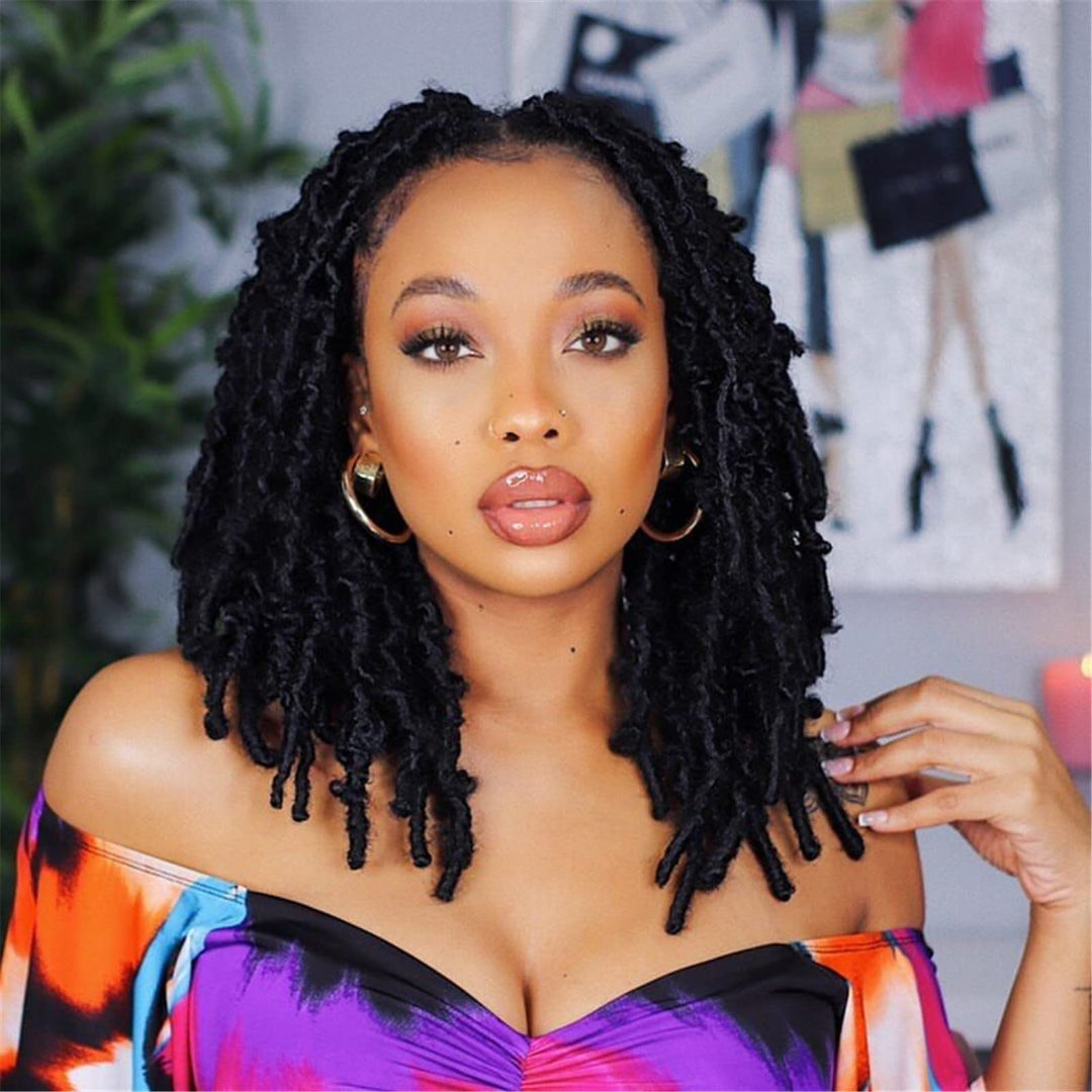 Toyotress Butterfly Locs Crochet Hair - 12 Inch 8 Pcs Light Brown Faux Locs Pcs Pre-Twisted Distressed Crochet Braids Pre-Looped