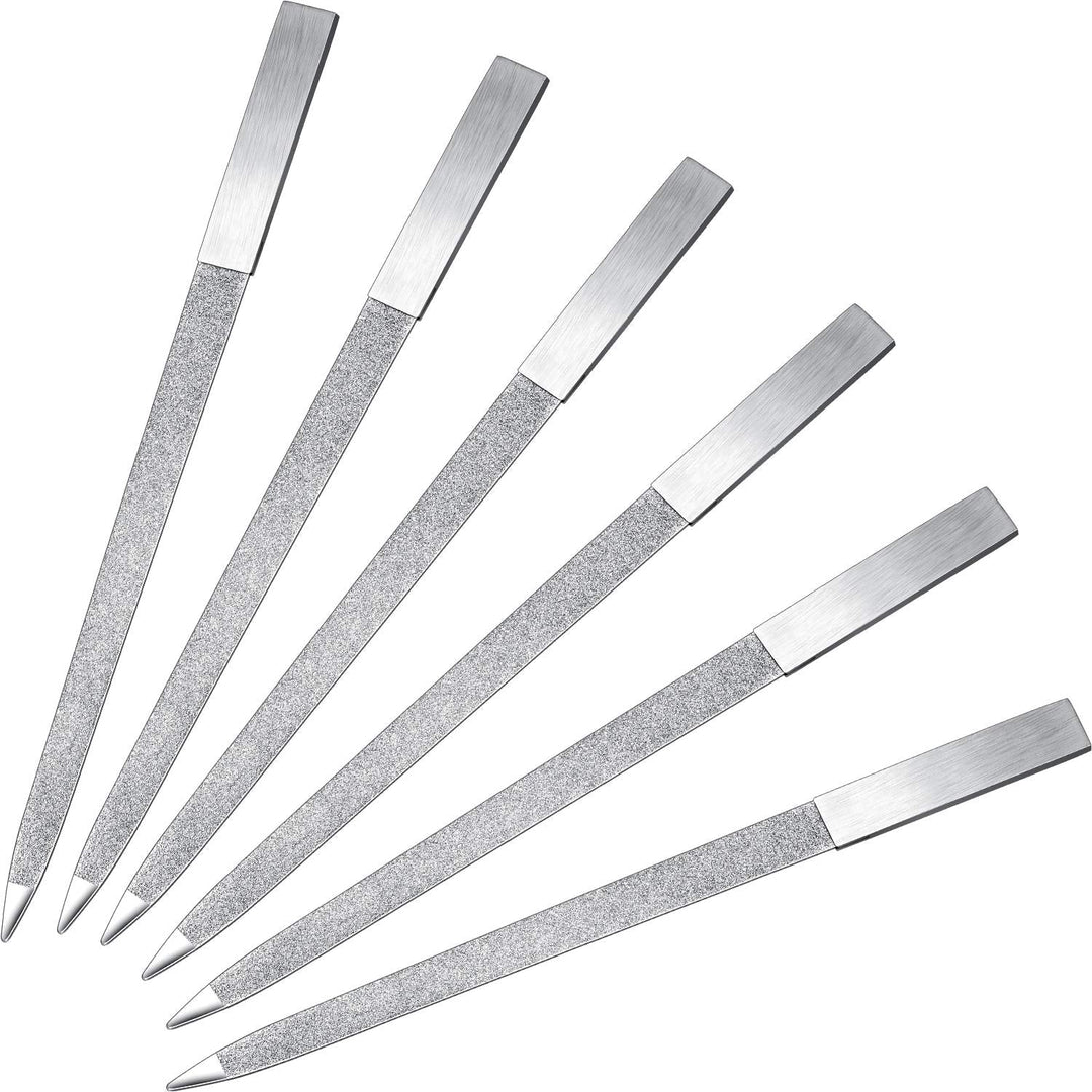 6 Pieces Diamond Nail File Stainless Steel Double Side Nail File Metal File Buffer Fingernails Toenails Manicure Files For Salon