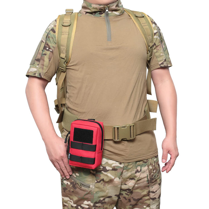 2 Pack Molle Pouches - Tactical Compact Water-Resistant EDC Pouch (Red)