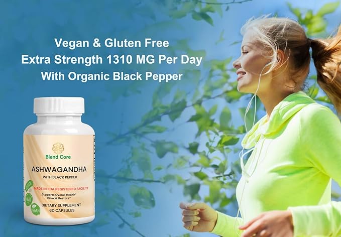 Ashwagandha with Black Pepper Ashwagandha Supplements – 60 Count Pure Ashwagandha Capsules for Immune Support, Energy Boost – Non-GMO Vegan Friendly Ashwagandha Complex