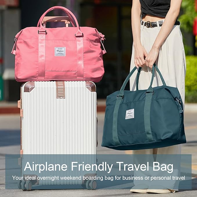 Womens travel bags, weekender carry on for women, sports Gym Bag, workout duffel bag, overnight shoulder Bag fit 15.6 inch Laptop (Large, Peacock Blue)