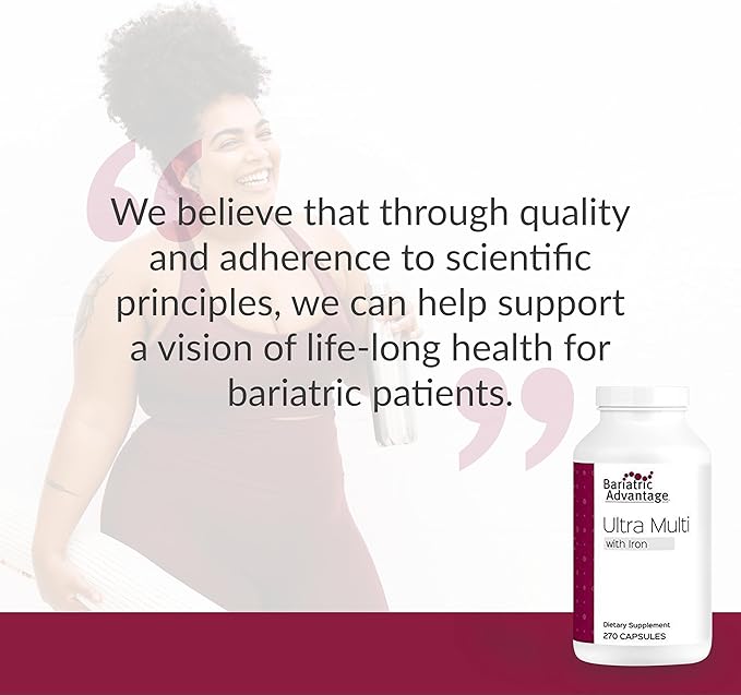 Bariatric Advantage Ultra Multivitamin with Iron - Ultra Multi with Iron - Capsule Format Multivitamin - Provides Full Complex of B Vitamins - with Vitamin C, Chromium & More - 270 Capsules