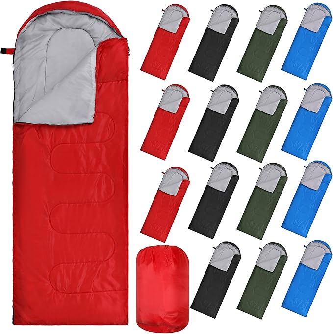 Tudomro 16 Pack Camping Sleeping Bags Bulk Adults Envelope 4 Season Cold Warm Weather Lightweight Waterproof Compact Backpacking Sleeping Bag for Travel Hiking