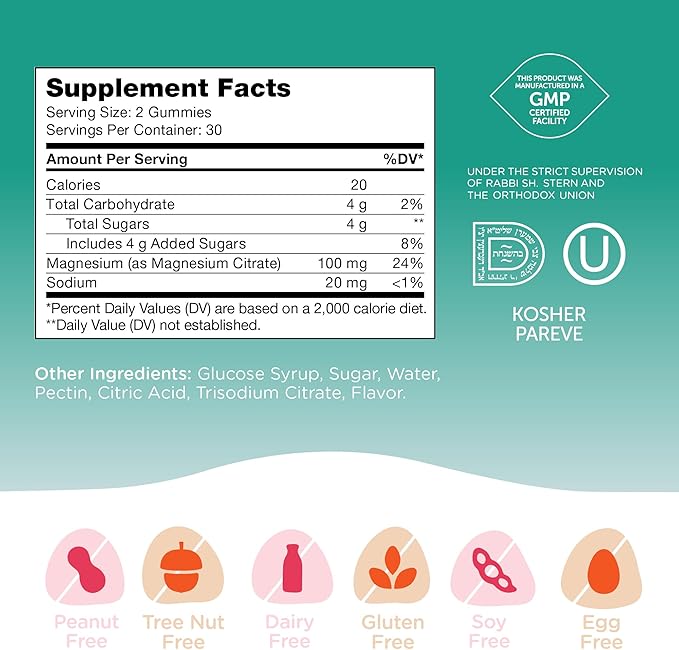 Zahler Chapter One Magnesium Gummies, Great Tasting Magnesium for Kids, Calm Kids Magnesium, Magnesium Gummies for Women and Men, Raspberry and Mango Flavored, Certified Kosher, (60 Flavored Gummies)
