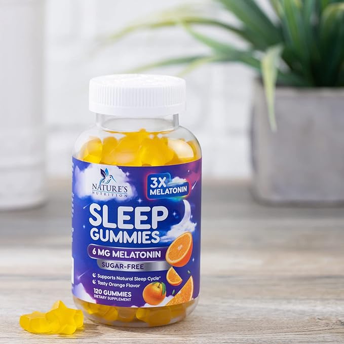 Melatonin Sleep Gummies Sugar Free - 6 mg Natural Melatonin Sleep Gummies for Adults, Extra Strength Sleep Gummy Supplements, Occasional Sleeping Support Supplement, Gomitas para Dormir - 120 Gummies