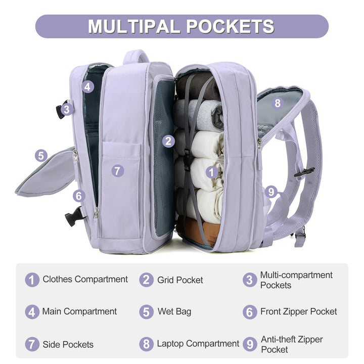 Extra Large Backpack For Traveling On Airplane Travel Backpack For Women Men Airline Approved Carry On Bags For Airplanes Gym Bag With Shoe Compartment Waterproof Laptop Backpack Hiking Backpack