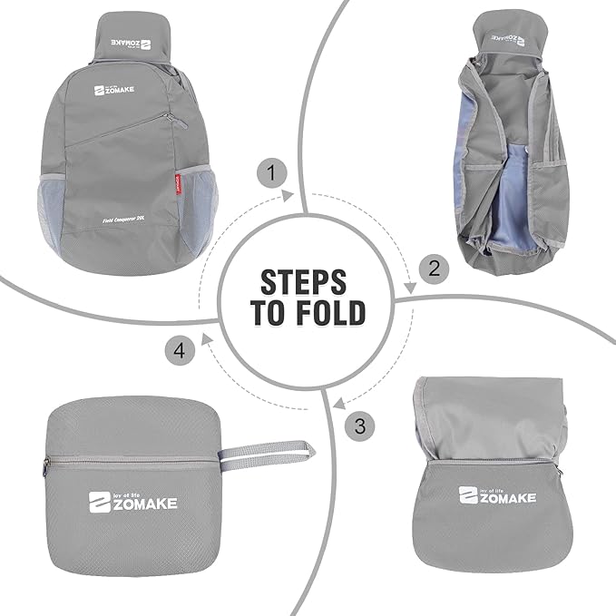 ZOMAKE Lightweight Packable Backpack 20L, Foldable Backpacks Small Daypack for Hiking Water Resistant Day Bag for Travel