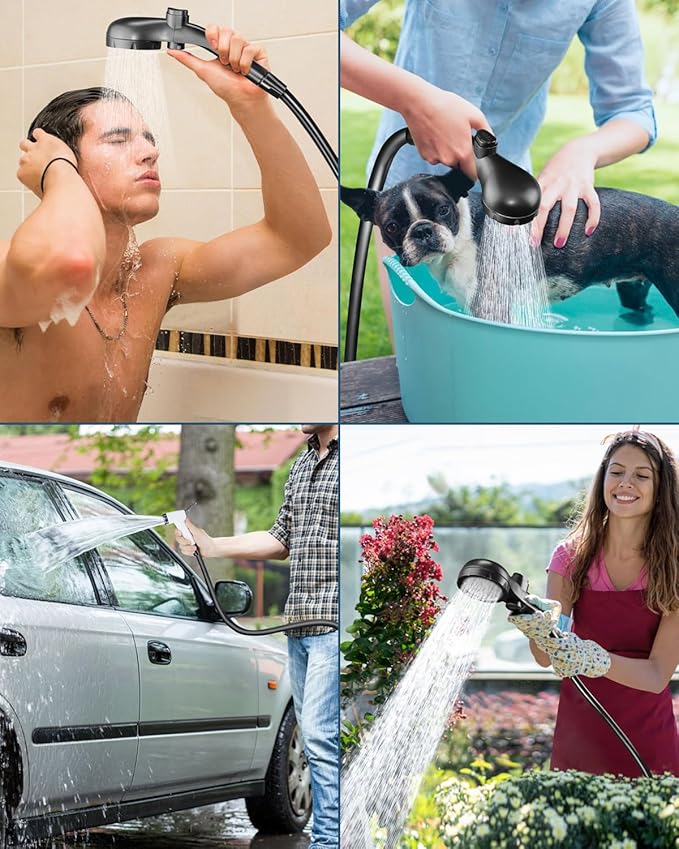 AUTOPkio Portable Camping Shower, 6000mAh Rechargeable Camp Shower Pump with USB Cable & Electric Outdoor Shower Head Sprayer for Camping, Hiking, Pet Bathing, Washing