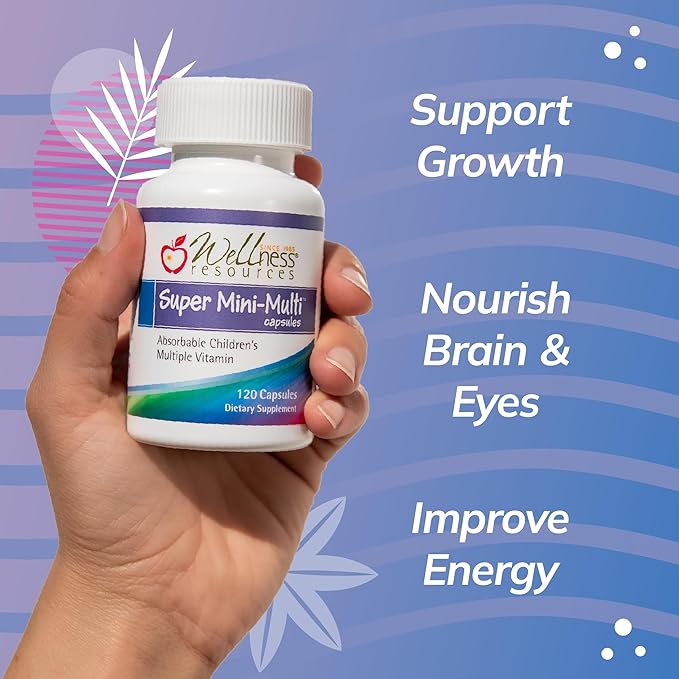 Super Mini-Multi - Children's Multivitamin Swallowable Capsules with Methyl Folate, Methyl B12 and Coenzyme B Vitamins for Growth, Focus, Brain Health (120 Capsules)