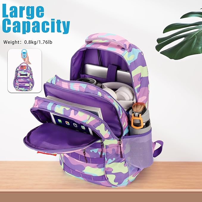 4land Camo Backpack for Boys,Army Boys Backpacks for Elementary Middle School Military,Camouflage Bookbag 40L