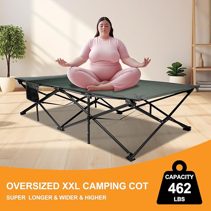 REDCAMP 39.4" W Extra Large Camping Cot for Adults 500lbs, Oversized Tall Sleeping Cots Heavy Duty, XXL Cots Portable for Outdoor Indoor Office, Dark Grey