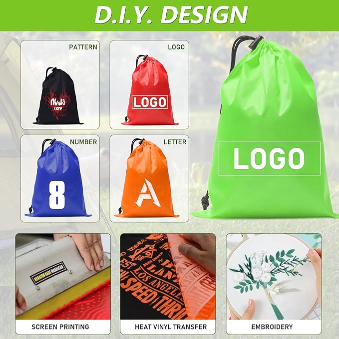 iMucci Upgrade Waterproof Drawstring Bag Sack Nylon Bag Ditty Bag for Gym Traveling, Hiking, Yoga, Shopping
