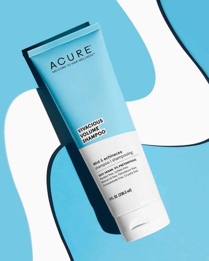 Acure Vivacious Volume Shampoo | Revitalize and Volumize: Mint and Echinacea Infused Regimen for Fine, Fragile Hair, 8 Fl Oz