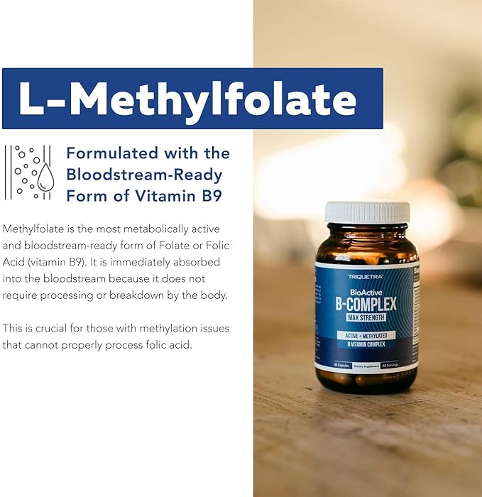 BioActive Vitamin B Complex - Blood Stream Ready, Methylated B Complex - Featuring Methylfolate, 3 BioActive Forms of B12, BenfoPure® B1 & Pantesin® B5 - 12 B Vitamins in Clinical Doses - 60 Servings