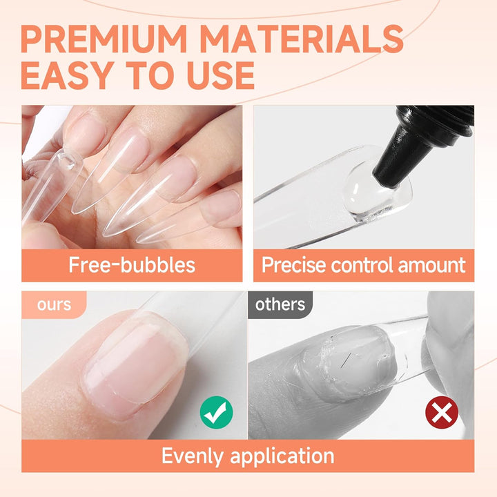 XXL Square Gel Nail Tips | 120 PCS Extra Long | No C Curve | DIY Home Use