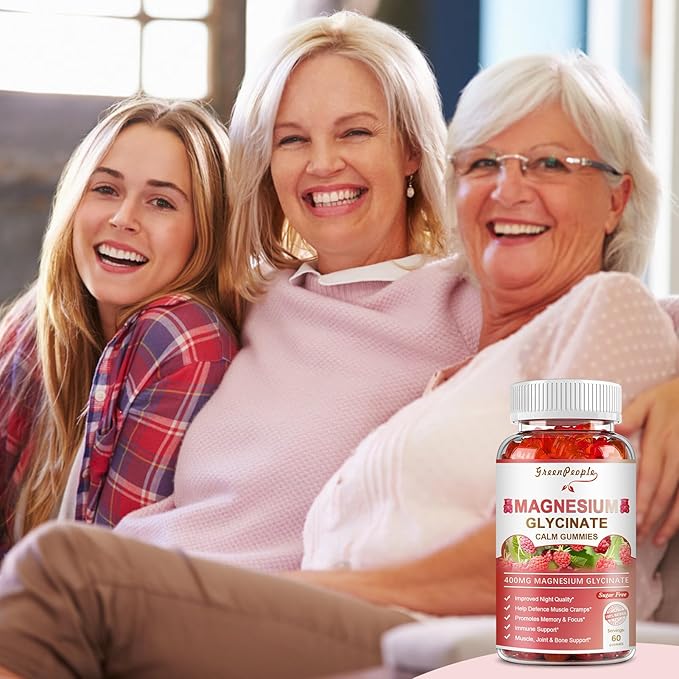 Magnesium Glycinate Gummies 400mg - Sugar Free Magnesium Potassium Supplement with Magnesium Malate, Vitamin D, B6, and CoQ10 for Calm Support & Sleep for Adults - Raspberry Gummies