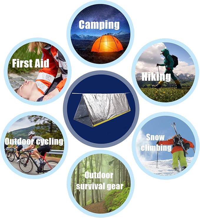 Emergency Tent, 2 Person Tube Tent Survival Shelter, Ultralight Survival Tent Emergency Shelter Use as Survival Gear Space Blanket for Camping, Hiking