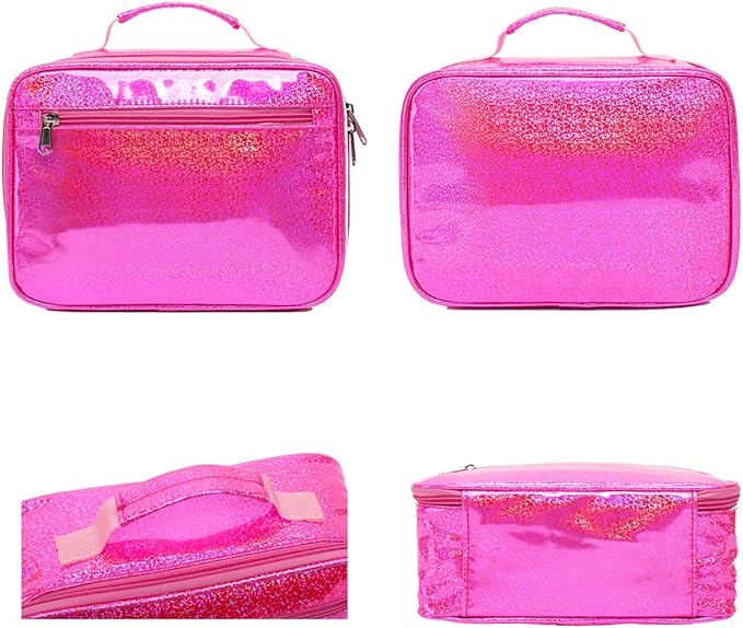 FlowFly Kids Lunch box Insulated Soft Bag Mini Cooler Back to School Thermal Meal Tote Kit for Girls, Boys,Pink