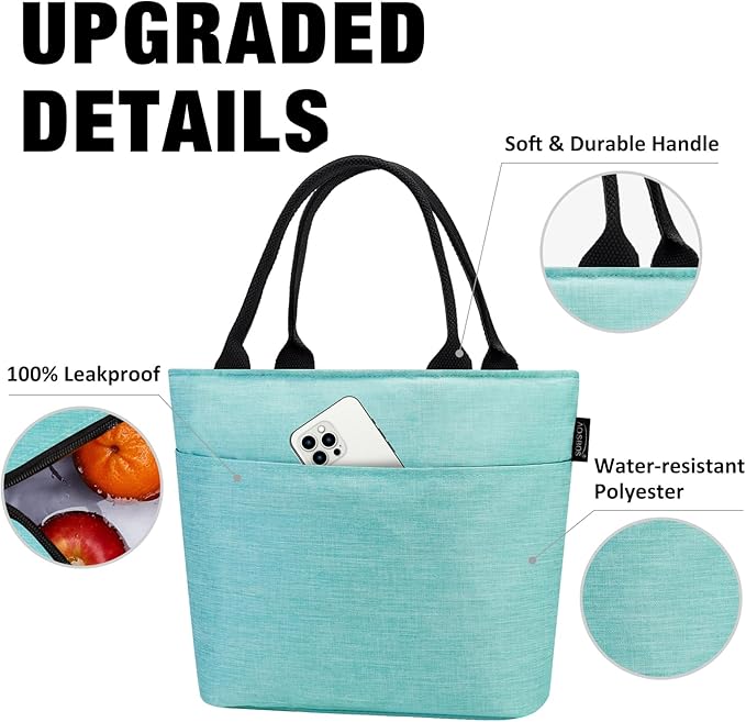 Aosbos Lunch Bag Lunch Box for Women Adult Insulated Lunch Cooler Bag Thermal LunchBox Lunch Tote Bolsa Termica Almuerzo Lonchera, Green