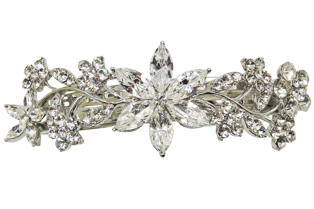 Faship Gorgeous Clear Crystal Floral Barrette