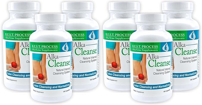 Alka•Cleanse Best Process Alkaline — Herbal Detox Colon Cleanse & Digestive Distress Formula — Psyllium Husk, Probiotics, Enzymes & Herbs (6)