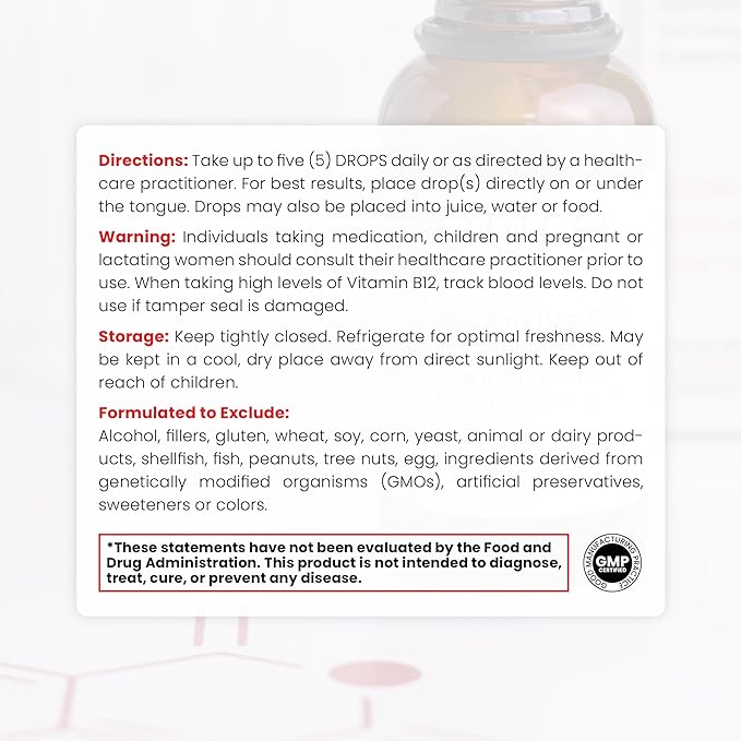 Pure TheraPro BioActive Vegan Methylated Vitamin B12 Sublingual Liquid Methylcobalamin, Hydroxocobalamin & Adenosylcobalamin 1,000 mcg per Drop (5 Drops = 5,000mcg / 2 Month Supply) 10 ml