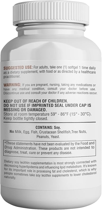 HEALTH LFE Lecithin 1200mg, High Potency, 120 Softgels, Natural Combination of Essential Fatty Acids to Support Brain & Nerve Function- Lecithin Food Grade, 1200mg per Serving, Dietary Supplement