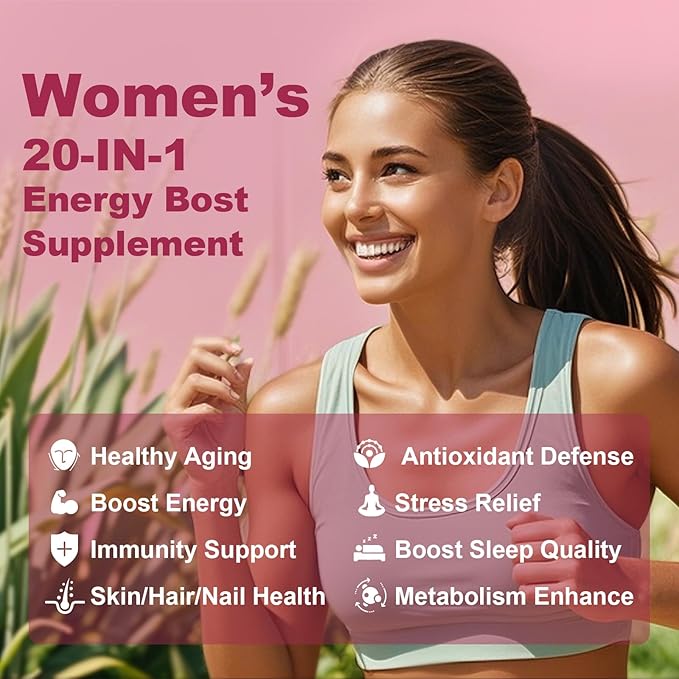 All-in-One Sea Moss, Shilajit, Ashwagandha & Glutathione Supplement for Women, Boosts Energy, 60 Capsules