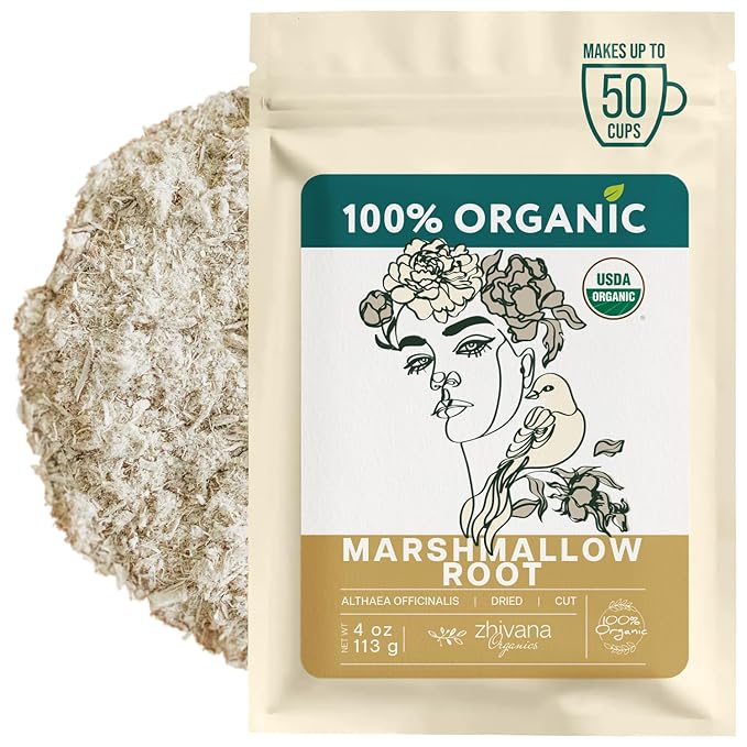 Marshmallow Root Tea (Althea Officinalis) – Organic Marshmallow Root – Throat Tea - Gut Lining, Digestion, Respiratory Health - Blood, Bones, Skin, Hair - Marshmellow Herb – 4 Ounces