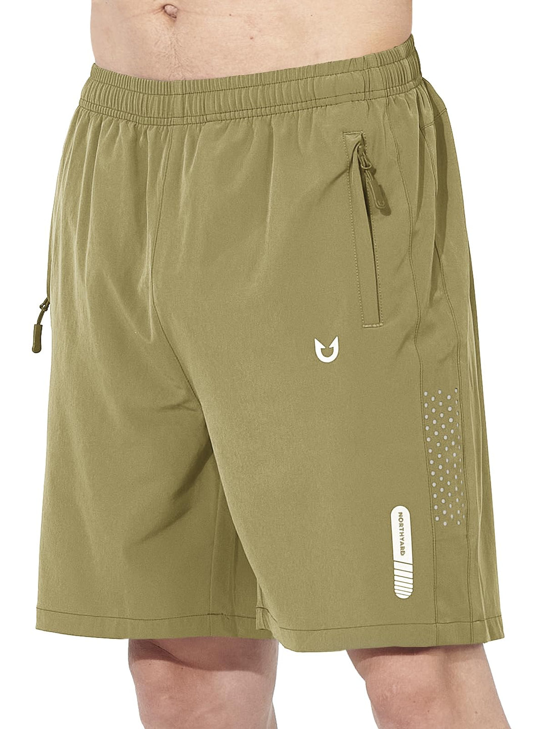 NORTHYARD Men's Athletic Running Shorts Quick Dry Workout Shorts 7"/ 5"/ 9" Lightweight Sports Gym Basketball Shorts Hiking Exercise KHAKI S