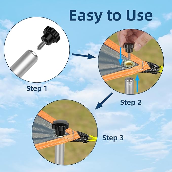 4 Pack Tent Poles 6.6 Feet, Beach Tent Sun shelter Replacement, Tarp Canopy Accessories for Camping, Fishing and Party