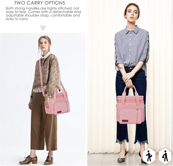 MIYCOO Lunch Bag & Lunch Box for Women Men Double Deck - Leakproof Insulated Soft Large Lunch Cooler Bag, Pink,15L