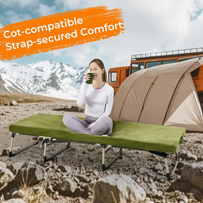 BDEUS Memory Foam Camping Mattress Pad 3inch Waterproof Roll Up Bed Sleeping Mat for Adults Portable Roll Up Mattress for Travel Guest Floor Bed Cot Mattress for Car, Tent