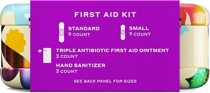 Welly Quick Fix, On The Go First Aid Kit, Assorted Bandages, Ointments, and Hand Sanitizer, Three Color Bandages - 2 Pack