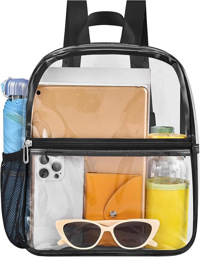 USPECLARE Clear Backpack Stadium Approved 12X11x6, Waterproof Clear Bag Stadium Backpack for Concert Work Sport Event